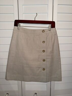 Ann Taylor Beige Button-Front A-Line Skirt